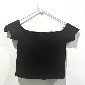 Forever 21 Black Off-the-Shoulder Crop Top